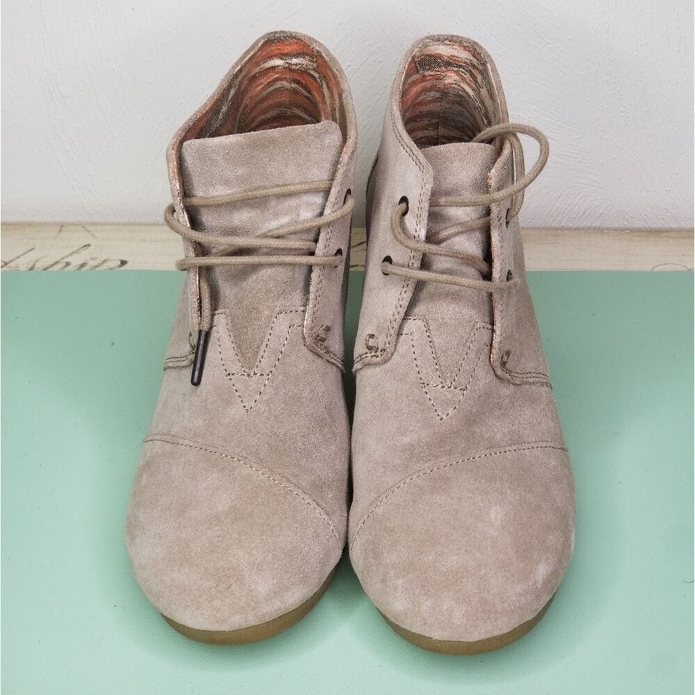 Toms Suede Wedge Ankle Boots - Picture 2 of 8